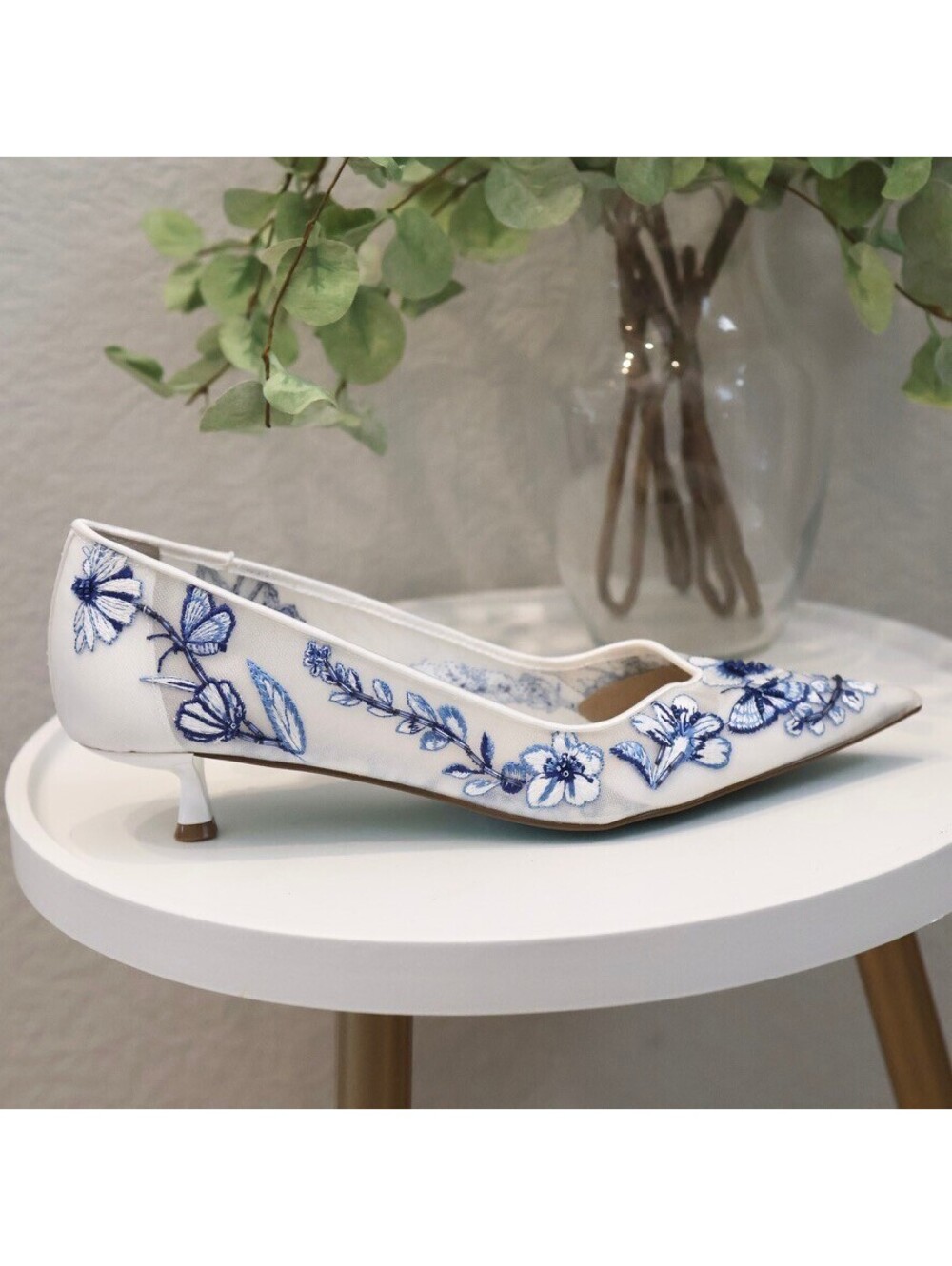 Betsey Johnson Santo Floral Heels Blue By Betsey Like New Wedding Heels 10